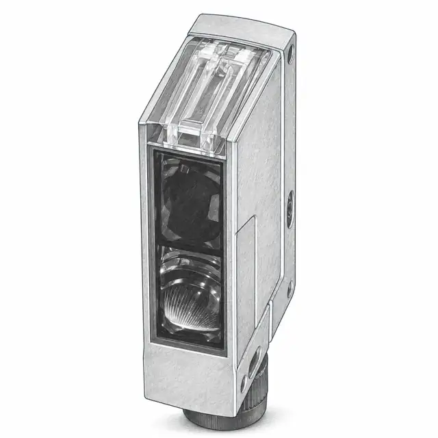 Комплект с диффузным датчиком с подавлением заднего фона Leuze SET HT46CI/PX-200+BTU300M-D10 — техническая иллюстрация