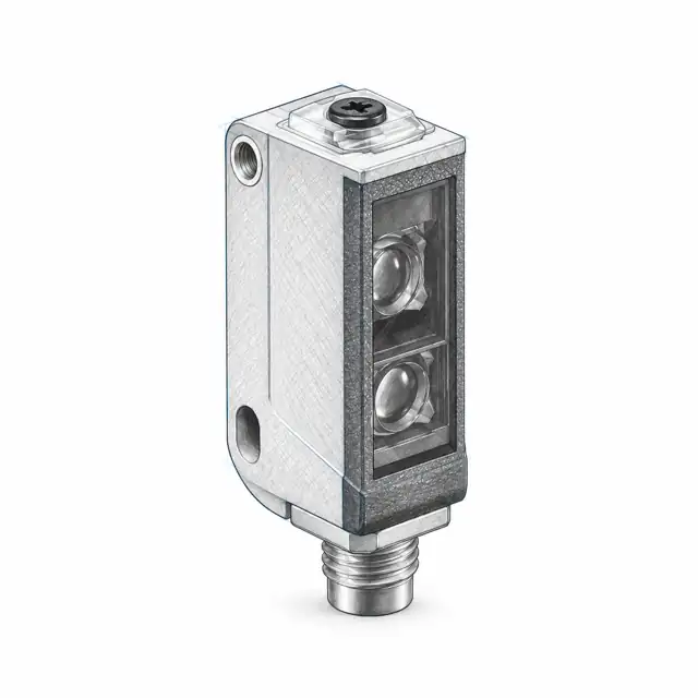 Неполяризованный рефлекторный фотоэлектрический датчик Leuze RKR 3B/22D.01,200-S8 — техническая иллюстрация
