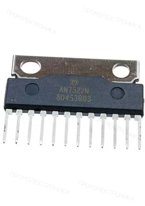 Matsushita AN7522N, 12-SIL, УНЧ 2x3Вт (8В/8 Ом), 34дБ, pегулятоp гp.