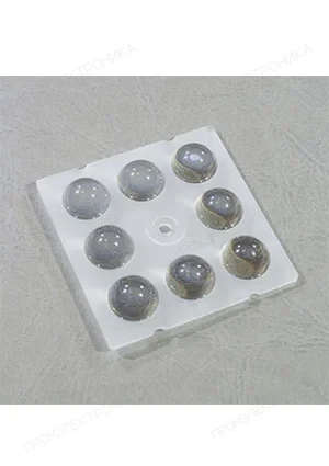 Sunlumin S01.01.01.019_SS-50X50-8-60, линза 50х50мм, 8 LED, 60 град, для 5050, PC, матовая, без уплотнителя
