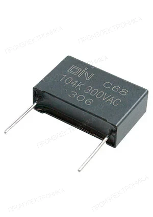 DIN C681043DGEMS2CAA00, Y2 конденсатор 0.1мкФ 300В ac 10% Р=22.5мм 26.5х17х8.5 аналог 32023A3104M000
