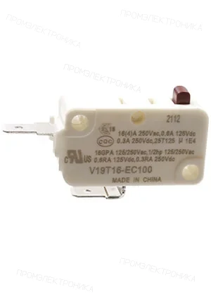 HONEYWELL V19T16-EC100, микропереключатель SPST-NC 250В 16A фастон 4,7мм  0.98N