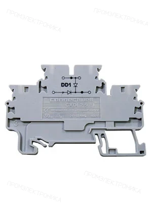 ConnectWell CXDL2.5(E)DD1, Двухуровневая клемма, пружинные зажимы проводника до 2.5 мм.кв. 1A 1000V, с диодной с