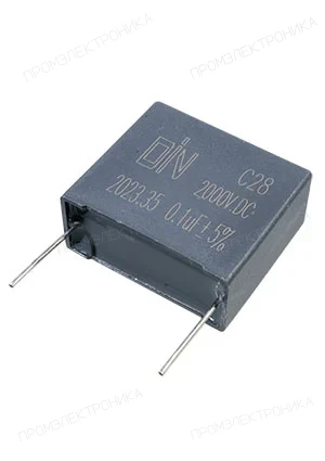 DIN C281042KH7J3K3AA00, конденсатор пленочный 0.1мкФ 2000В dc 5% Р=27.5мм 32х28х14