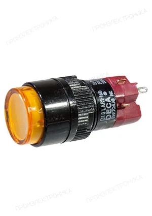DECA D16LAR1-1ABKY, кнопка с фиксацией и LED подсветкой 250В 5А желт.