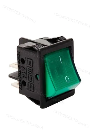 EMAS A14B1Y11, Выключатель с подсветкой зеленый (аналог R595BGNBT2-G)