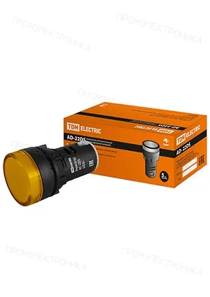 TDM electric SQ0702-0003, AD-22DS лампа светодиодная d22мм желтая 230В
