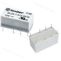 Finder 30.22.7.005.0010, Субминиатюрное двухрядное реле; монтаж на плату; 2CO 2A; катушка 5В DC (чувствит.)