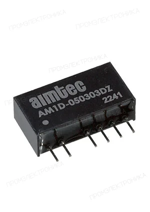 Aimtec AM1D-050303DZ, DC/DC преобразователь 1Вт вх 4.5-5.5В вых 2x3.3В/2x0.151А SIP7