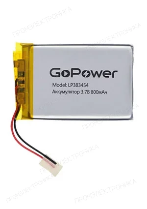GoPower LP383454, Аккумулятор литий-полимерный (Li-Pol) 800мАч 3.7В, с защитой