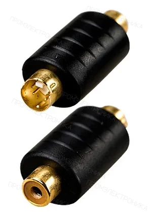 Без товарного знака 2-321G, переходник MINI DIN 4 pin (S-VHS) штекер - RCA гнездо пластик