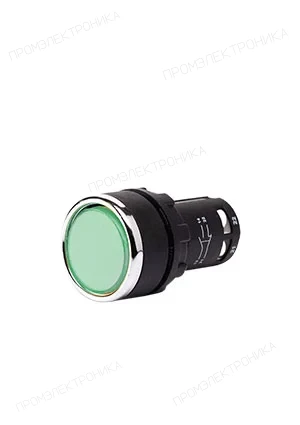 EMAS MB102DY, Кнопка нажимная моноблочная зелёная 22мм, IP40, 1НО+1НЗ