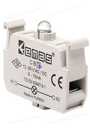 EMAS CB7, Блок-контакт подсветки с синим светодиодом 12-30 В перем. и пост. тока CB7