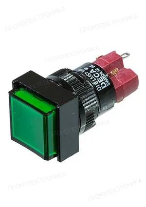 DECA D16LMS1-1ABCG, кнопка без фиксации 250В 5А зеленый