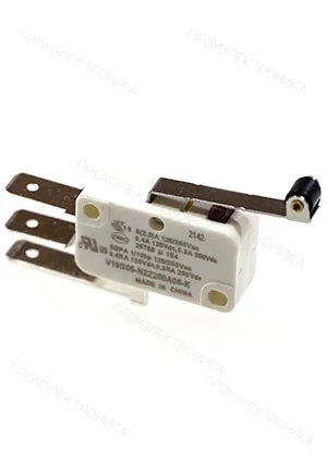 HONEYWELL V19S05-N2Z200A06-K, микропереключатель SPDT длинная лапка с роликом 250В 5А фастон 6,3мм отв 2,9мм