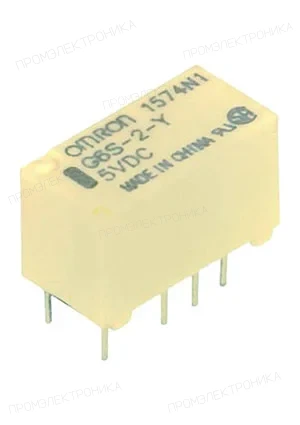 OMRON G6S-2-Y-DC5, Реле 5В 2A 2FormC 14.8x7.3x9.2мм =G6S-2-DC5