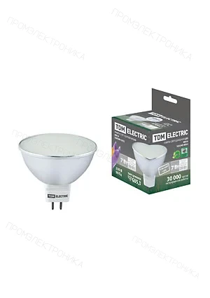 TDM Electric SQ0340-0063, Лампа светодиодная MR16-7 Вт-220 В -4000 К GU 5,3 SMD (с матовым стеклом)