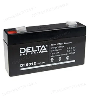 Delta Battery DT 6012, аккумулятор 6В 1.2Ач 97х25х51