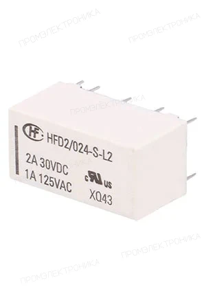 HONGFA HFD2/024-M-L2-D, Миниатюрное реле, 24 VDC, 250 V, 3A, = G6AK-274P DC24
