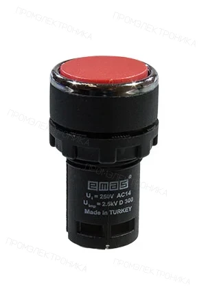 EMAS MB200DK, Кнопка нажимная моноблочная красная 22мм, IP40, 1НЗ