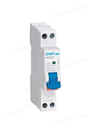 CHINT 252634, Диф. автомат NB2LE 1P+N 32A 30mA 1мод., х-ка С, электронный тип AС, 6kA
