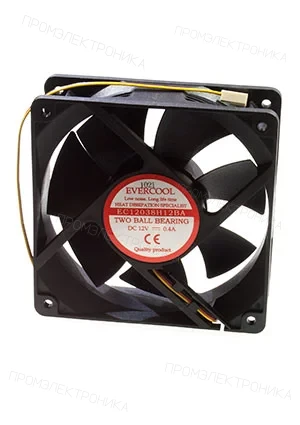 Evercool EC12038H12BA, вентилятор 120х120х38 мм 12В, 2600 об/мин, подшипник качения, 3PIN + крепеж