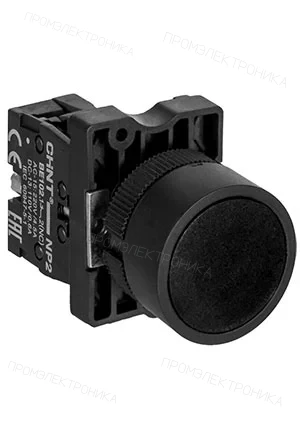CHINT 574084, Кнопка управления NP2-EA21 без подсветки черная 1НО, IP40