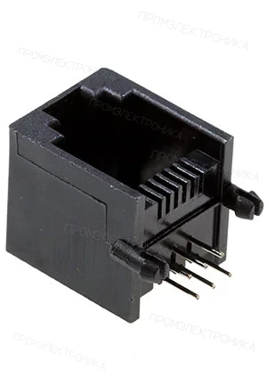 KLS L-KLS12-124-6P6C-W/O-1-01, розетка угловая на плату тип 1A (TJ1A - 6P6C)
