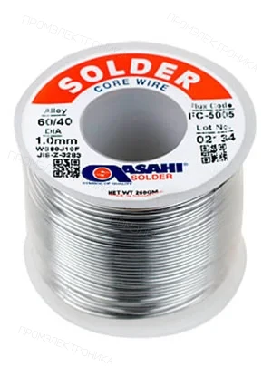 ASAHI ПРИПОЙ ПОС60 ТР 1.0мм 0.25кг SN60/PB40 (FC5005 ФЛЮС БЕЗОТМ. RMA), ASAHI, припой, Sn60/Pb40, d=1.0мм,