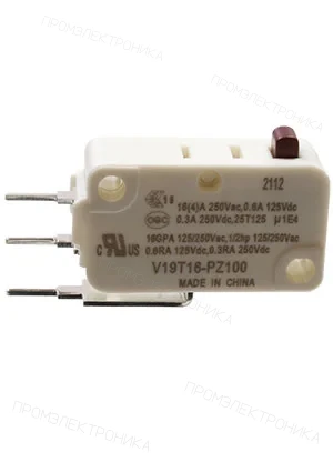 HONEYWELL V19T16-PZ100, микропереключатель SPDT 250В 16A в плату 0.9*0.9мм 0.98N