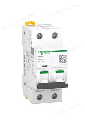 Schneider A9F74206, Автоматический выключатель ACTI9 iC60N 2P 6А С  6кА