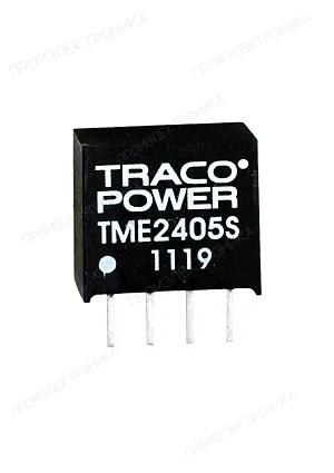 Traco TME2405S, DC/DC преобразователь 1Вт вход 21.6-26.4В, выход 5В/0,2А SIP4