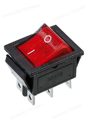 Daier KCD2-202/N, выключатель 16A,220В красный 6 контактов ON-ON