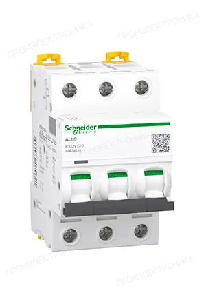 Schneider A9F74310, Автоматический выключатель ACTI9 iC60N 3P 10А С  6кА