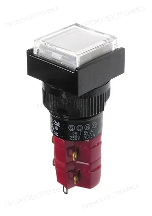 DECA D16LAS1-2ABKW, Переключатель кнопочный с фиксацией 250В/5А LED подсветка 24В
