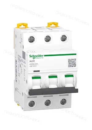Schneider A9F74320, Автоматический выключатель ACTI9 iC60N 3P 20А С  6кА