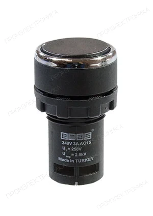 EMAS MB200DH, Кнопка нажимная моноблочная чёрная 22мм, IP40, 1НЗ