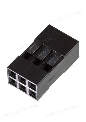 CONNFLY I-DS1071-SCB02x3, гнездо на кабель 2x3, шаг 2.54мм, без контактов