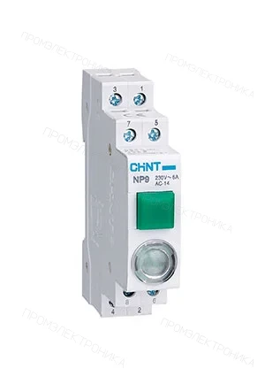 CHINT 584075, Кнопка модульная NP9-12D3/1 с подсветкой, 1НО+2НЗ, AC/DC230В, зеленая