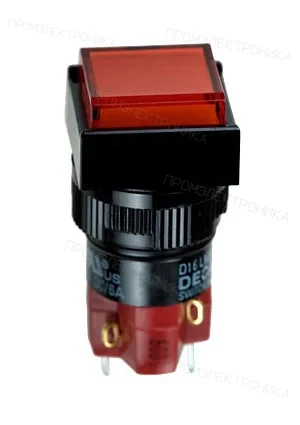 DECA D16LMS1-1ABGR, кнопка без фикс. 250В/5А, с неон. подсветкой