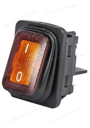 EMAS A54B1S11, Выключатель с подсветкой жёлтый 2НО, IP65
