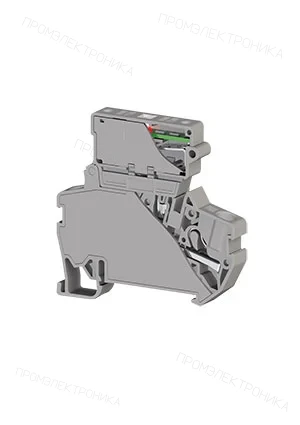 Klemsan 307259, Клеммник пруж.б/зажим. (Push in) с держ.пред.(5х20) с инд. 24VDC, 4 мм.кв. (серый); PYK 4SLD