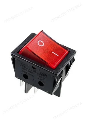 Gangyuan RS606B-201N012CR1B, = A14B1K11; = R595BRBT2-G  RED LED переключатель клавишный Rocker switch, ON-OFF