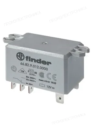 FINDER 66.82.9.110.0601, Силовое реле; монтаж ножевой 6,3мм 2NO 30A; контакты AgCdO (зазор >= 1.5мм); катуш