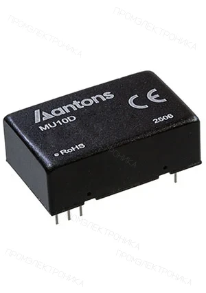 ANTONS POWER MU10D-2405, DC-DC-преобразователь, регулир, 10Вт, 1.5кВ, вход 24В, 4:1 (9-36В), выход 5В, -40...+85C