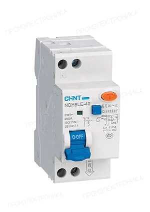 CHINT 206064, Диф. автомат NBH8LE-40 1P+N 25A 30мА х-ка С 4,5кА