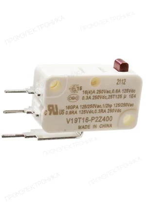 HONEYWELL V19T16-P2Z400, микропереключатель SPDT 250В 16A в плату 0.9*0.9мм 3.92N