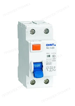 CHINT 200212, УЗО NL1-63 2P 25A 30mA 6kA тип AC (DB)