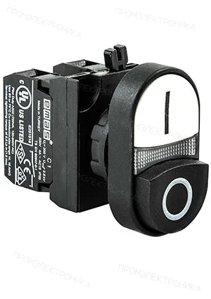 EMAS CP102K21HB, Кнопка сдвоенная выступающая черно-белая (1НО+1НЗ)