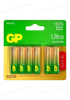 GP Batteries GP 15AUA214/2-2CRSBC6, Батарейки GP Ultra Alkaline G-Tech 15А AA 4+2 шт. на промо-блистере